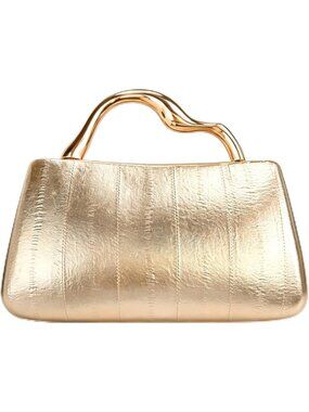 Women's Gold Vegan Leather Small Textured Elevate Evening Cocktail Clutch Bag